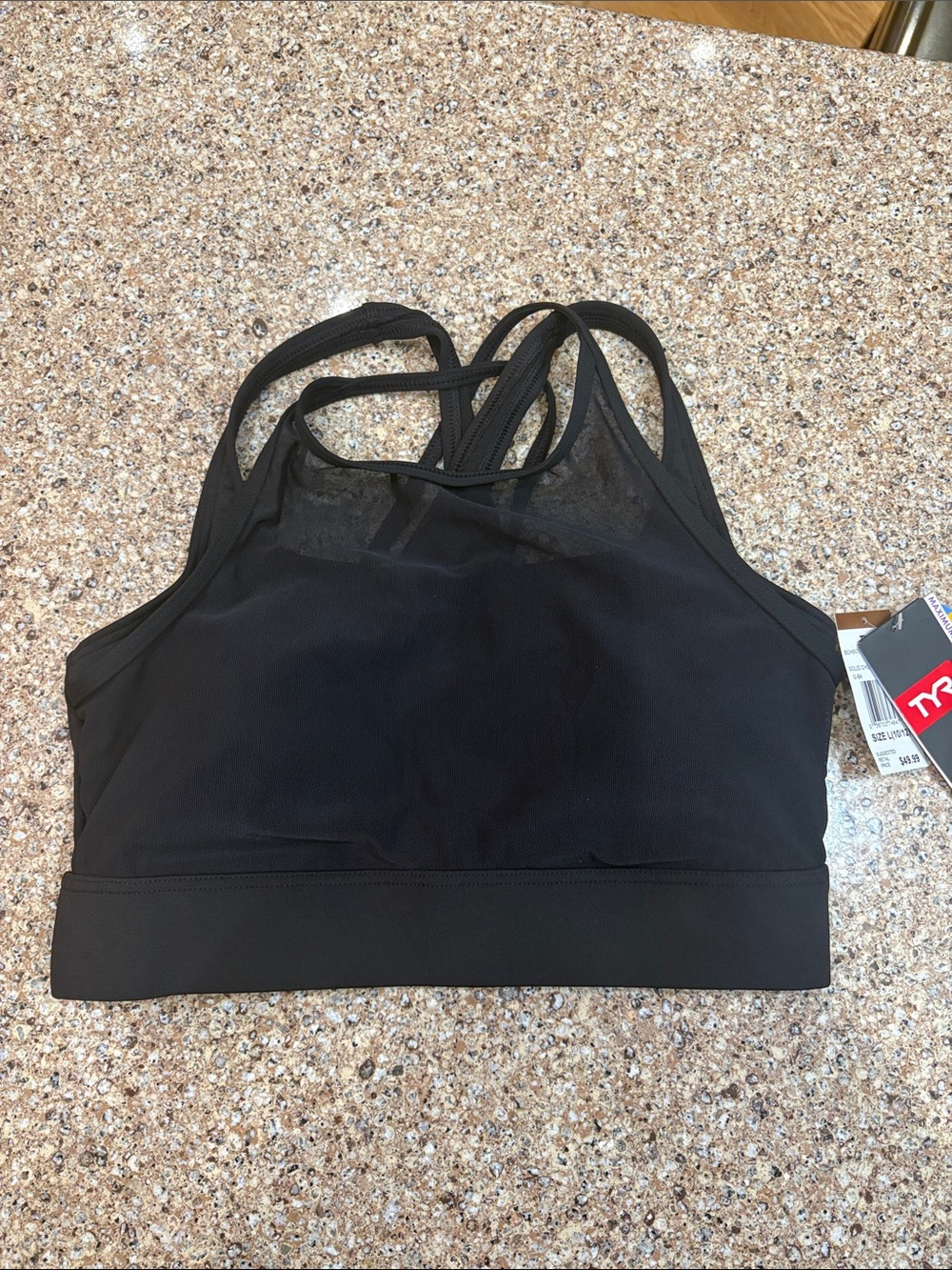 NWT TYR Women’s L Black High Neck Strappy Mesh Sports Bra